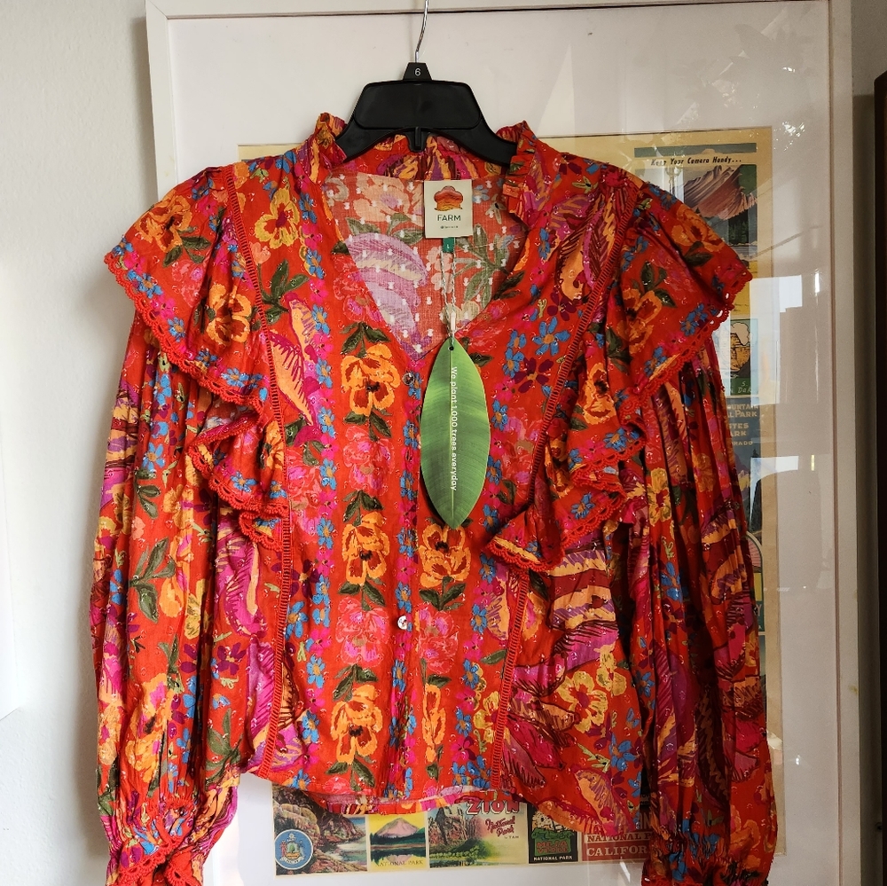 NWT FARM RioRed Spring Bananas Blouse - Picture 3 of 11